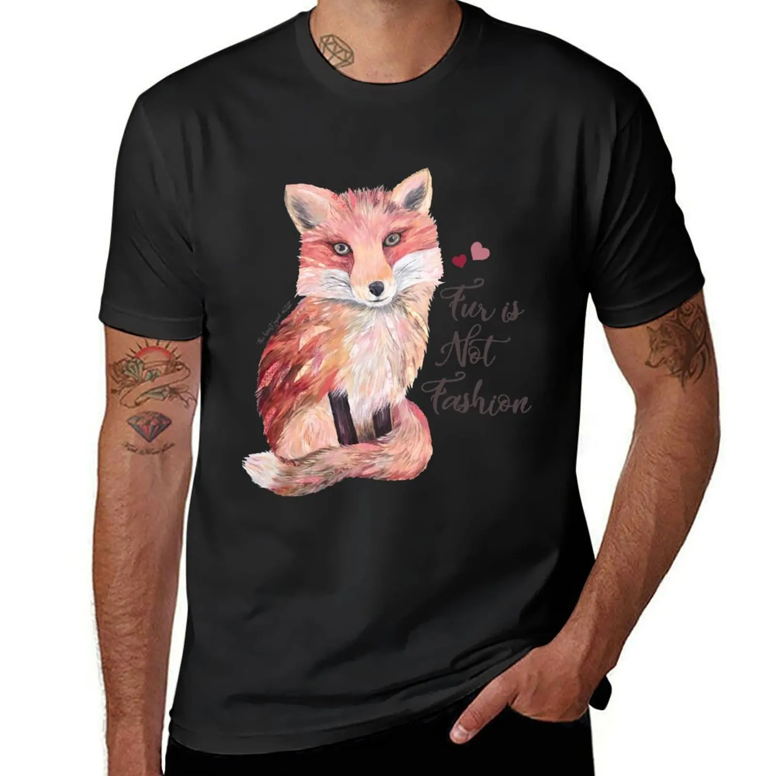 

Fur is Not Fashion | Fox Friend T-Shirt graphics summer top blacks men workout shirt