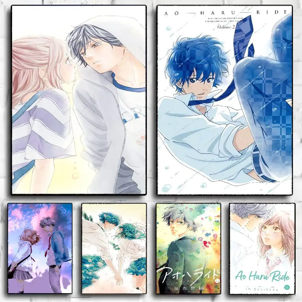 Anime Ao Haru Ride Vintage Posters Sticky Retro Kraft Paper Sticker DIY Room Bar Cafe Kawaii Room Decor