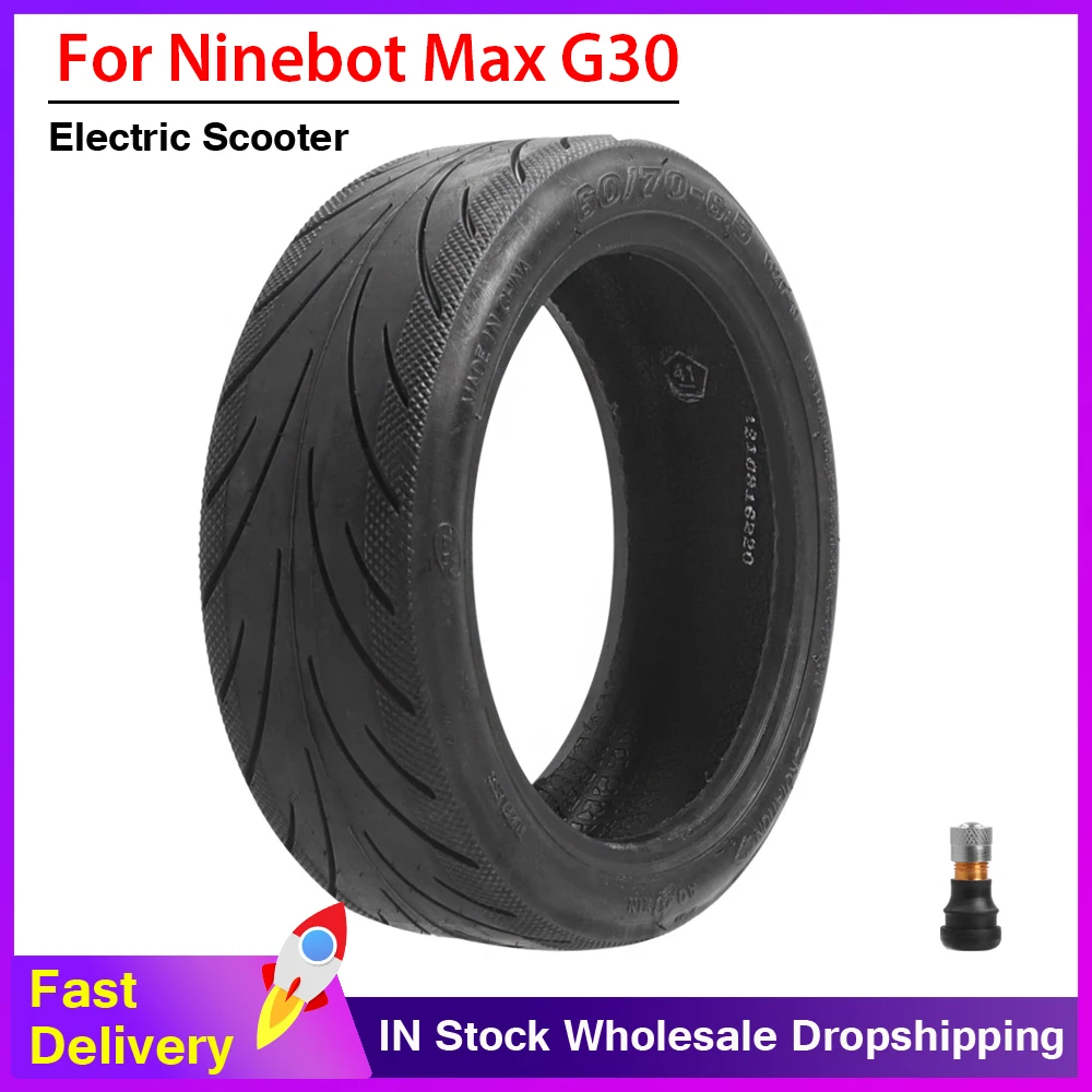 

10 Inch 60/70-6.5 Tubeless Tire for Ninebot MAX G30 KickScooter Electric Scooter Front or Rear Tyre Wheel Tire with Nozzle Parts