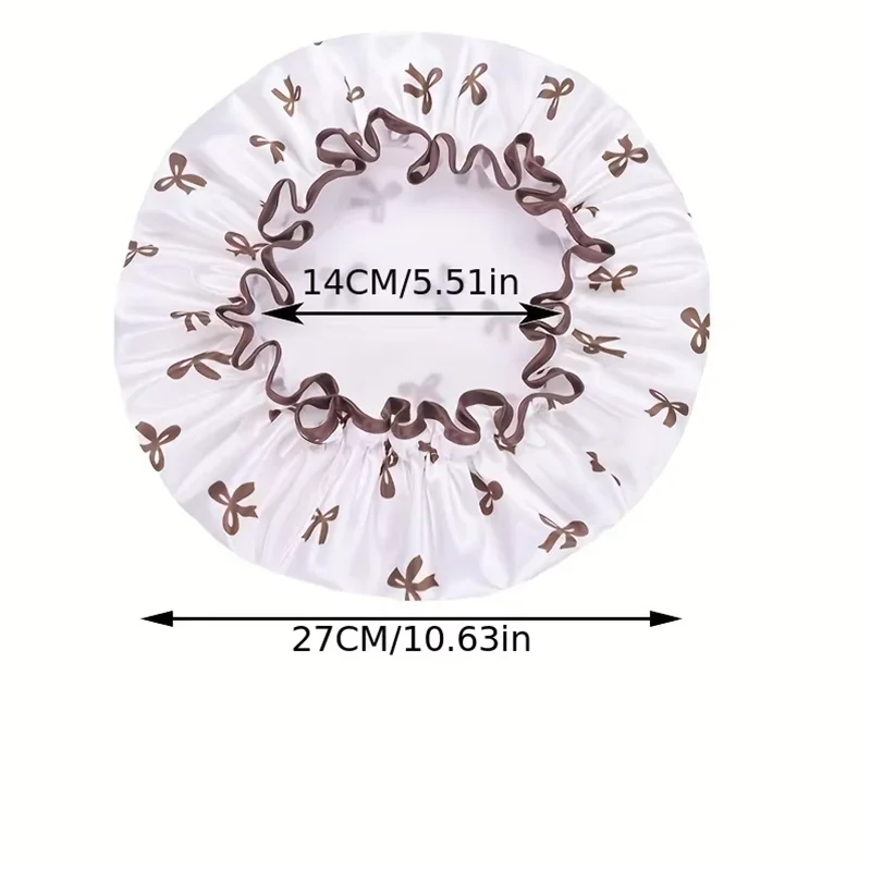 1 Pcs double shower cap, printed hat, waterproof shower cap reusable shower cap ladies spa salon hair cap