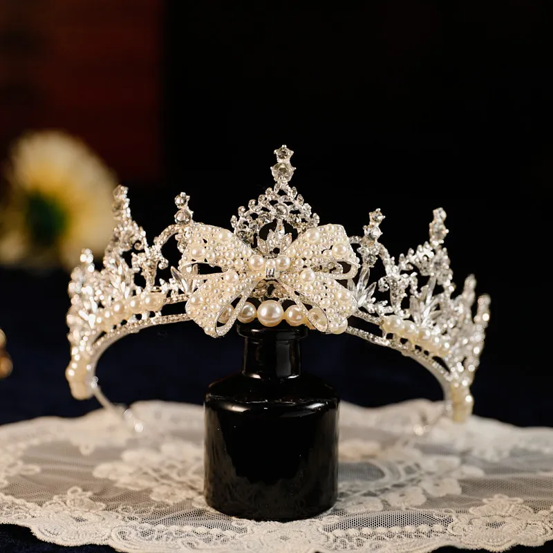 

New Super Flash Korean Style High Sense Sweet Pearl Crown Light Luxury Age Reducing Crown Bridal Wedding Dress Headdress
