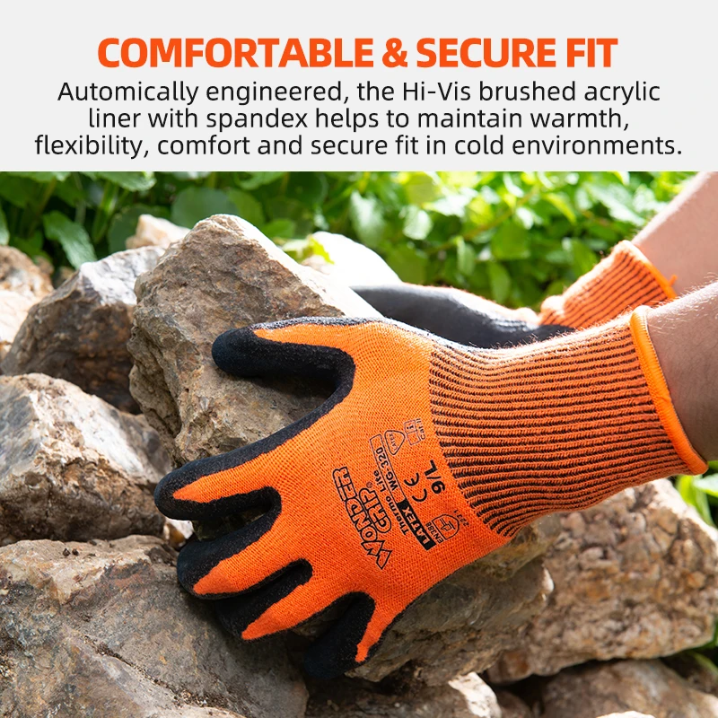 Wonder Grip 24 Pcs/12 Pairs Cold Resistant Garden Working Gloves Dual Layer Latex Coated Work Gloves Acrylic & Spandex Lining