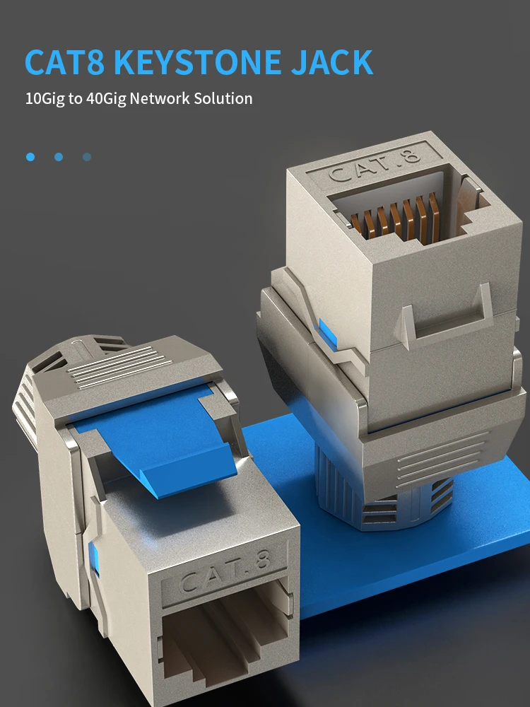 Kép 3: RJ45 CAT8 CAT7 CAT6A Alapkő jacket háló shielded tool-free Kapcsolás 180 Fok típusa Cink Keverés Modul Adapter Kapcsolás