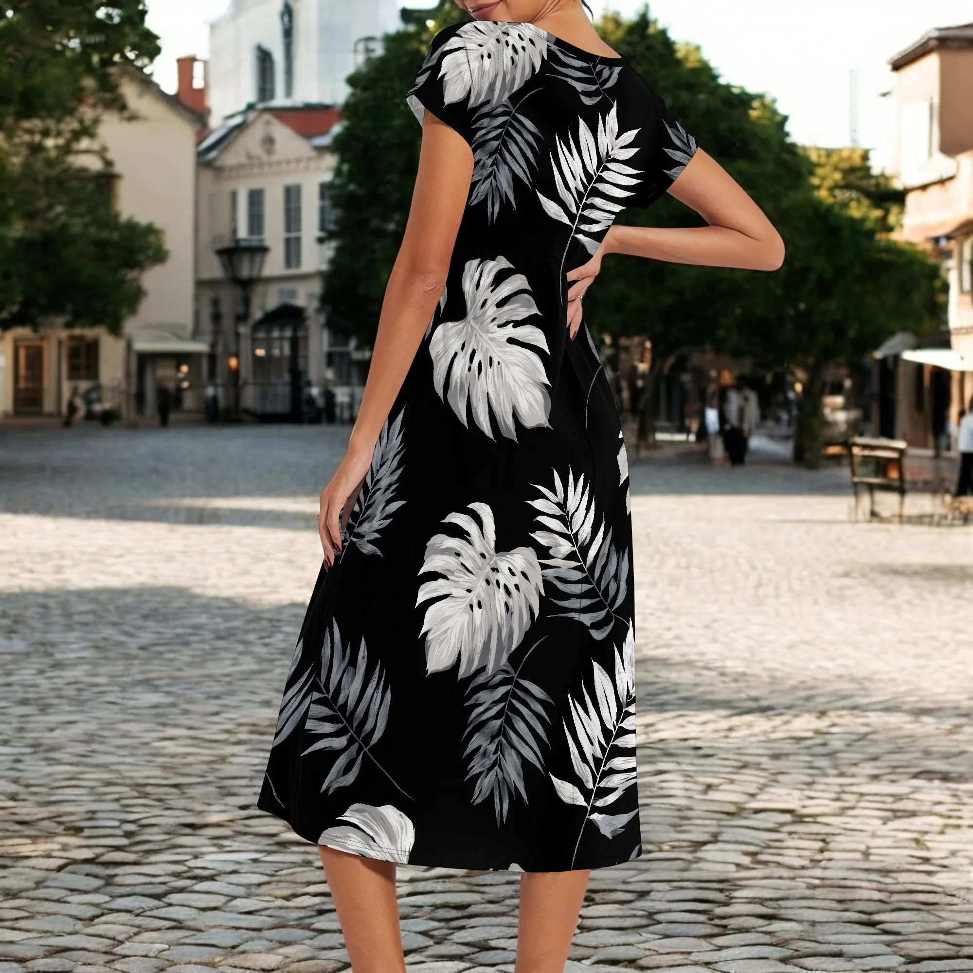 Abito lungo da donna a maniche corte casual estivo ampio tinta unita comodi abiti lunghi con tasche