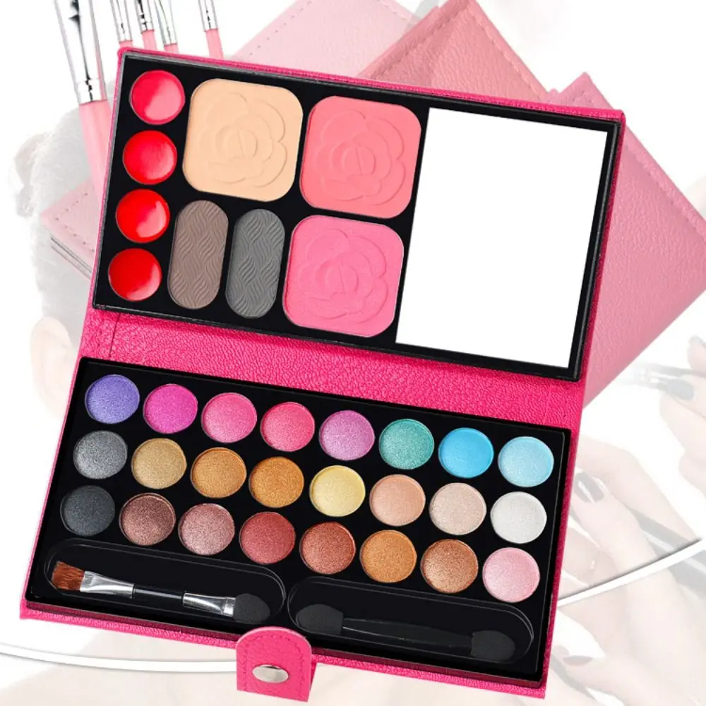 Moda mate 33 colores placa de sombra de ojos lápiz labial rubor paleta de sombra de ojos conjunto brillo cosméticos polvo para principiantes