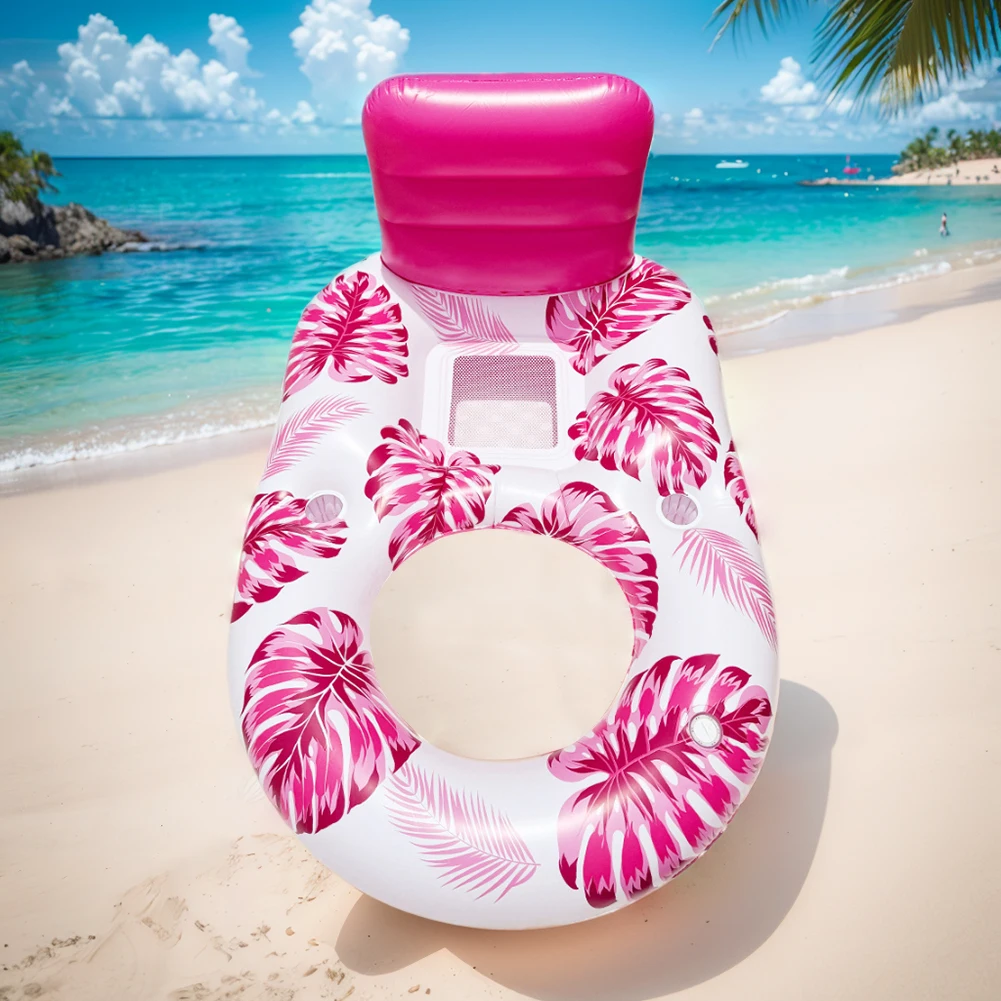 Pool Lounge Float Inflatable Pool Floats Comfortable Pool Float Lounger with Cup Holder Water Floating Recliner for Adults Kids