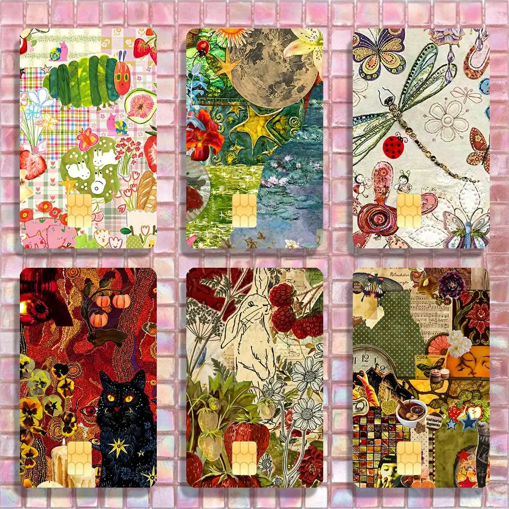 

Aesthetic Collage Painting Art Stickers Credit Visa Debit Bank Charge Card Bus Metro Waterproof Sticker Decal Decoration