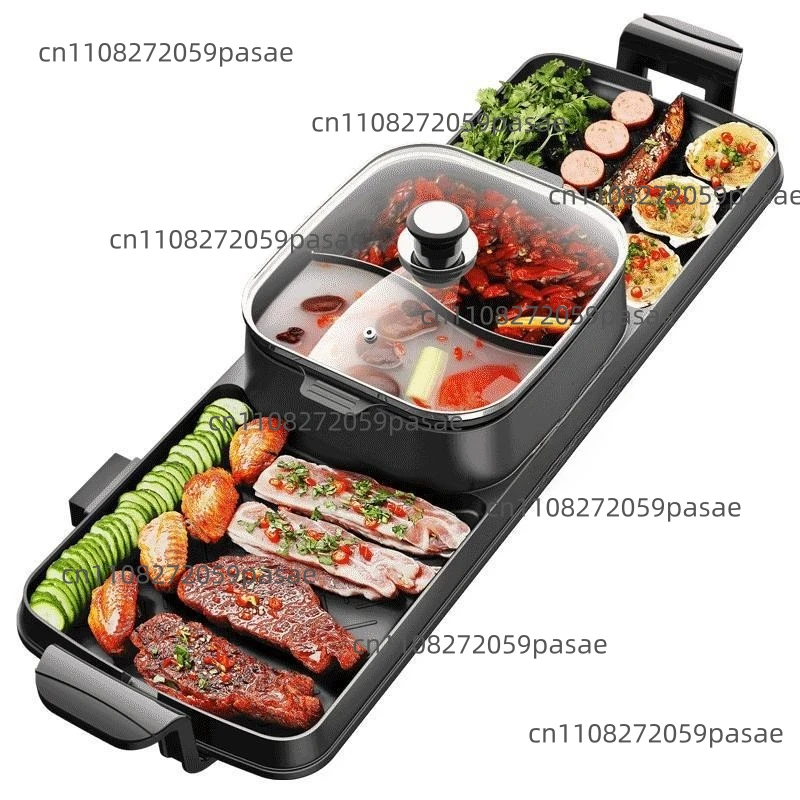 Electricity 220 Top Table Smokeless Pan Modern Hot Pot Double Indoor Black Electric BBQ Grill