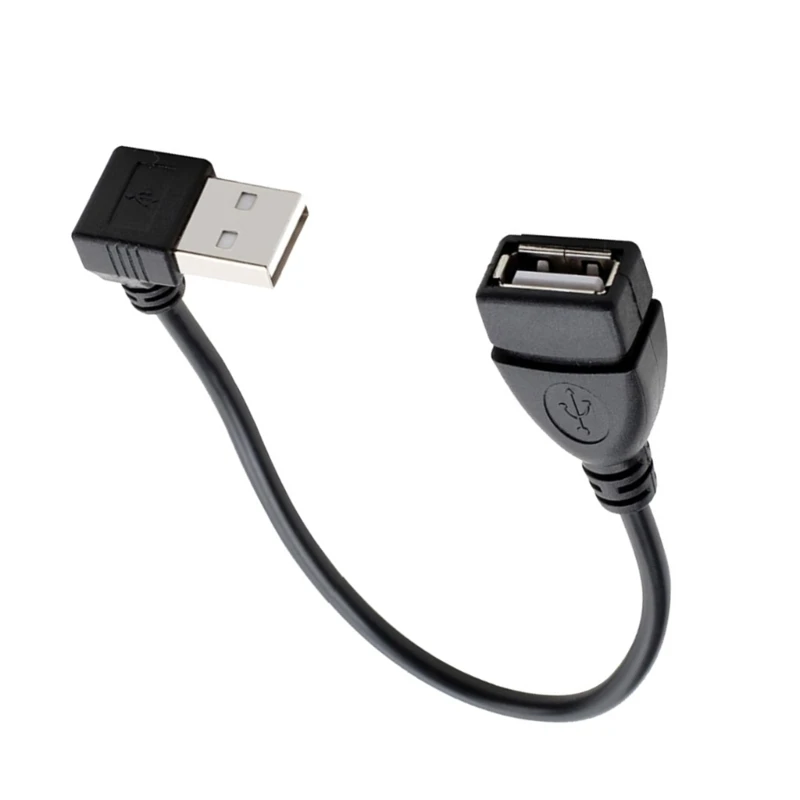 USB 2.0 ذكر إلى أنثى سلك الطاقة 90 درجة محول تمديد كابل 30 سم 11.8 بوصة