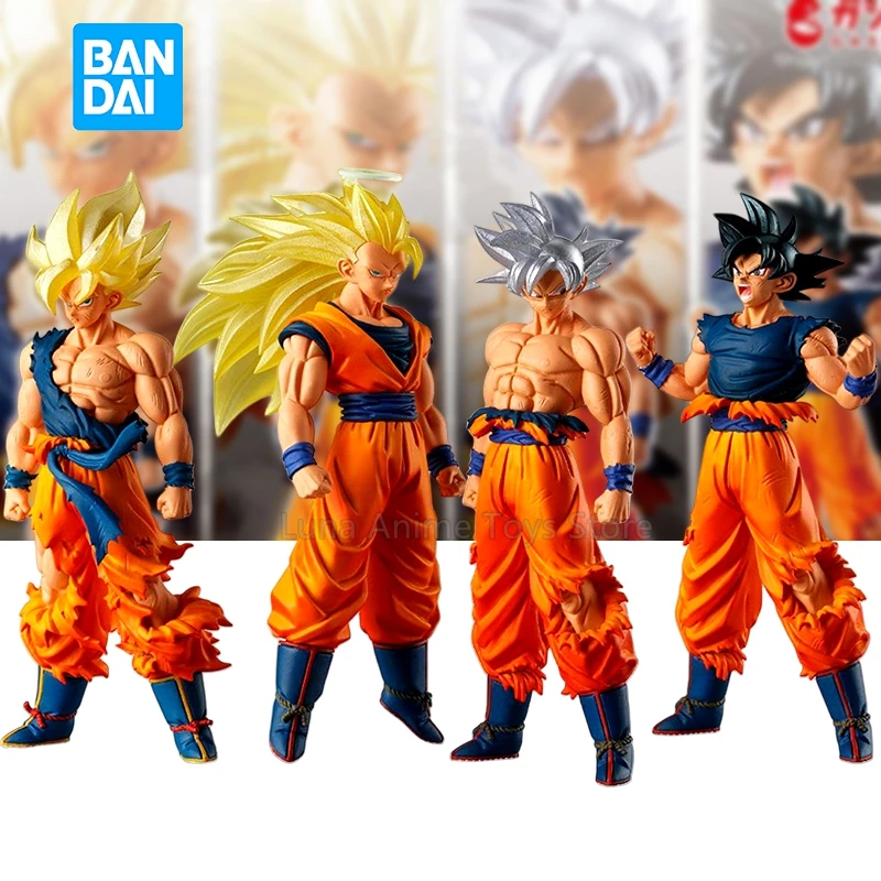 

4Pcs Original Bandai Gashapon HG Dragon Ball Super Saiyan Son Goku Q Version Anime Figures Collectible Model Toys Gifts For Kids