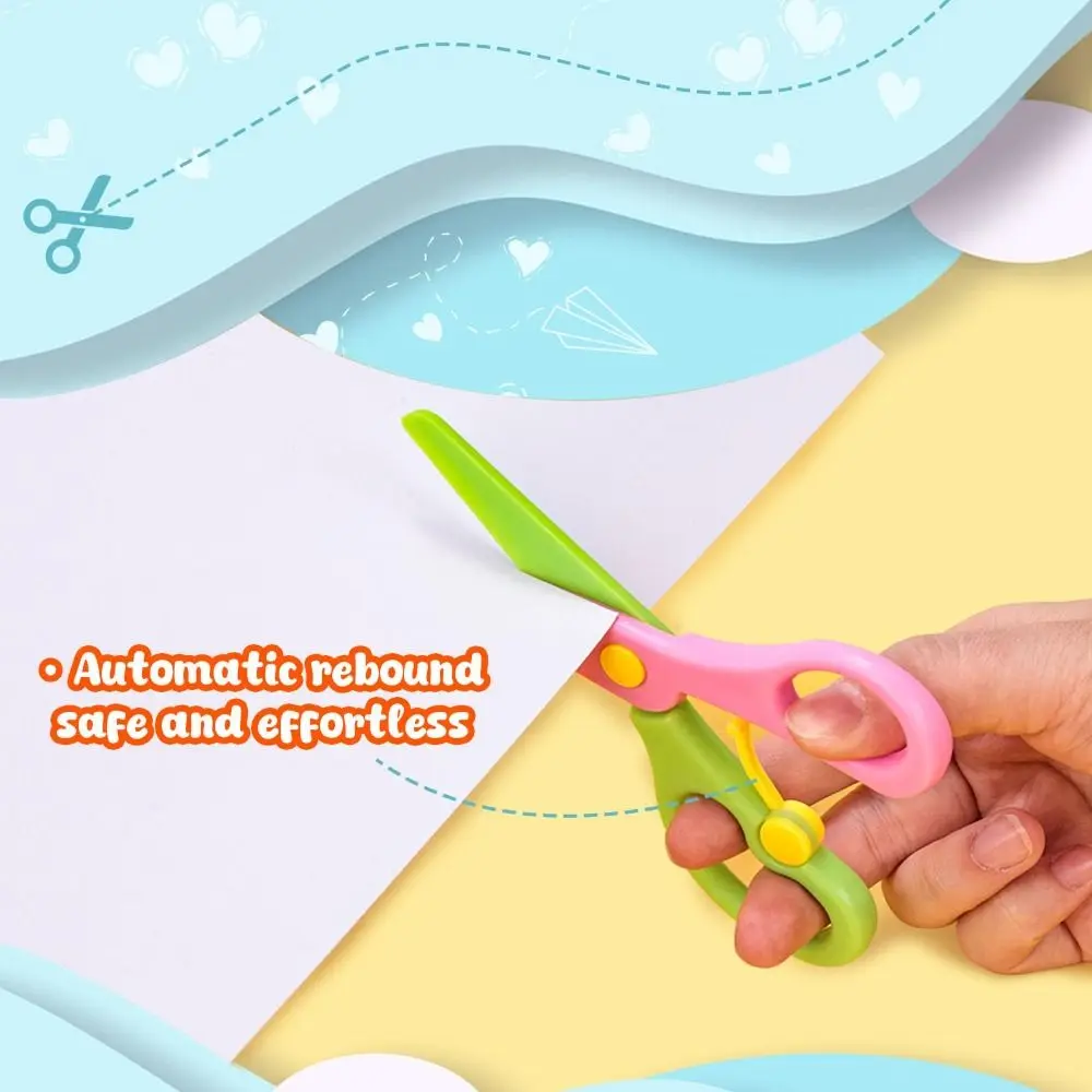 Safe Plastic Safety Scissors Blunt Tip Comfort Grip Anti-Pinch Scissors Anti-Pinch Design Unisex Development Scissors Toddler