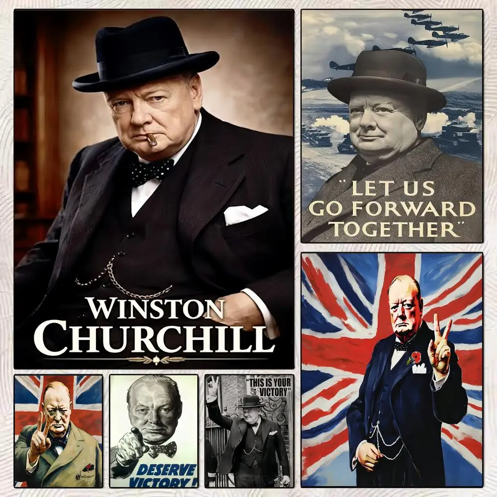 politician resilient W-Winston Churchill Painting Calligraphy Stylish Wall Art Poster, Bedroom Living Room Home Decor Gift