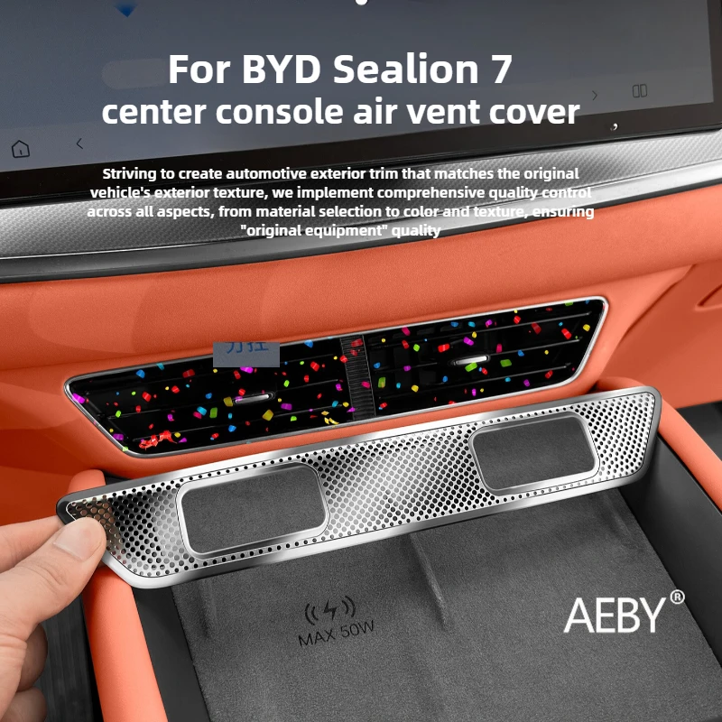

AEBY для BYD Sealion 7 2024, автомобильная вентиляционная крышка переменного тока, отделка автомобильного кондиционера из нержавеющей стали, защитная решетка от пыли