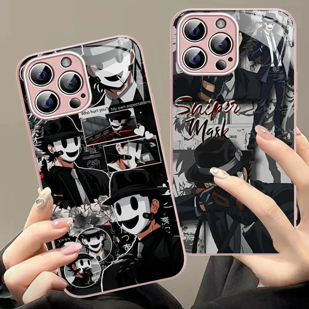 Anime High Rise Invasion Sniper Mask Phone Case For iPhone 14 13 12 Mini 11 Pro XS Max X XR 14 Plus Tempered Glass Cover