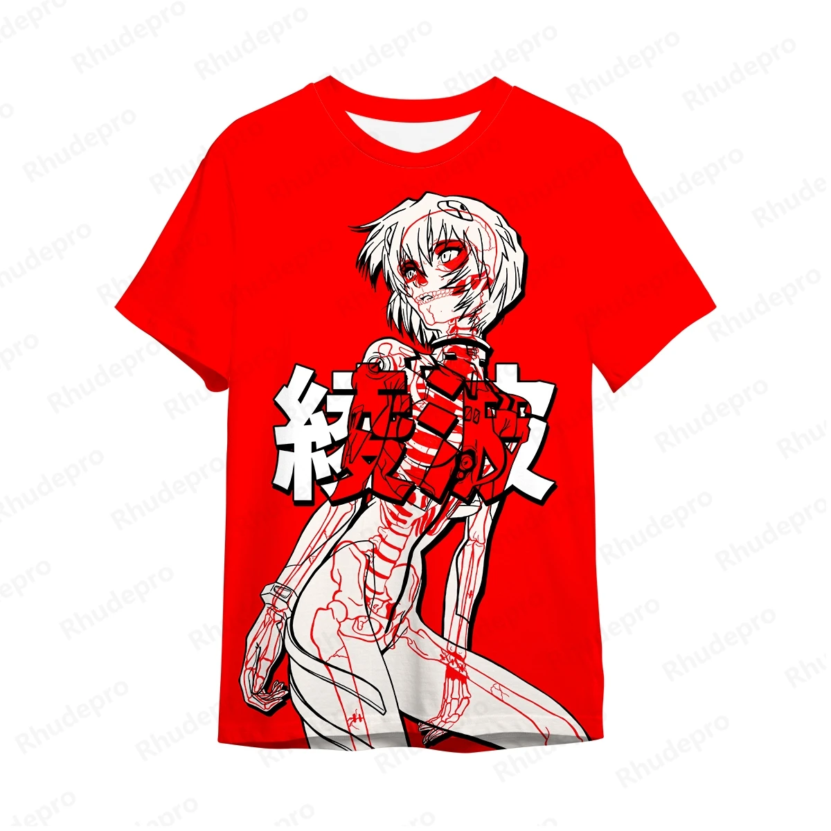 Camiseta anime neon Genesis Evion masculina, roupas hip-hop, tendência de manga curta, tops novos, estilo harangeljuku, roupas Y2K, 2024