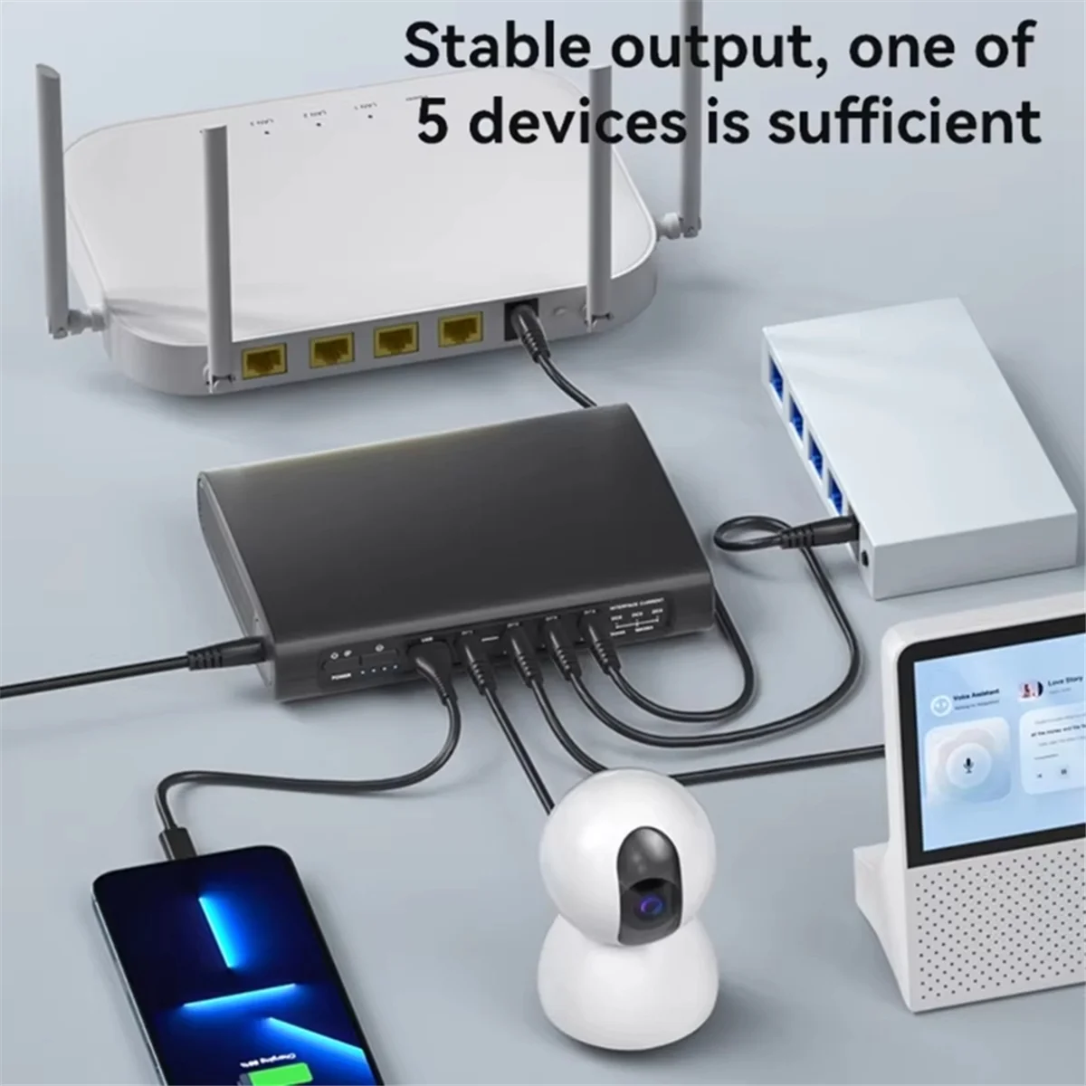 UPS Power Supply 16000mAh Uninterruptible Power Supply for Wireless Routers Camera Speaker EU-Plug