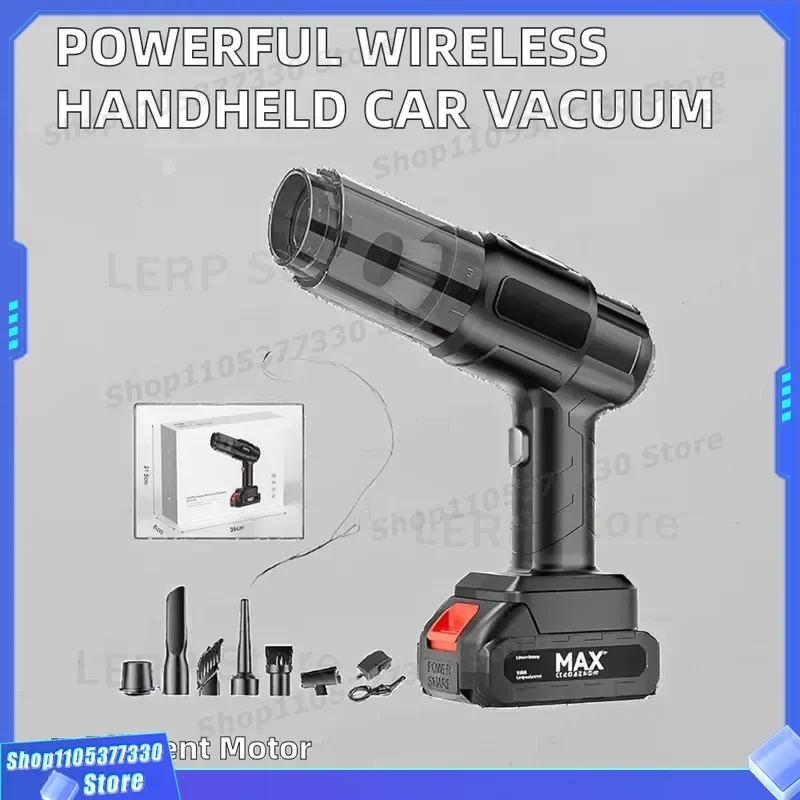 Portable Wireless Car Vacuum Cleaner High Power Lithium Battery Handheld Dry Bagless Brushless Motor for Household Cleaning