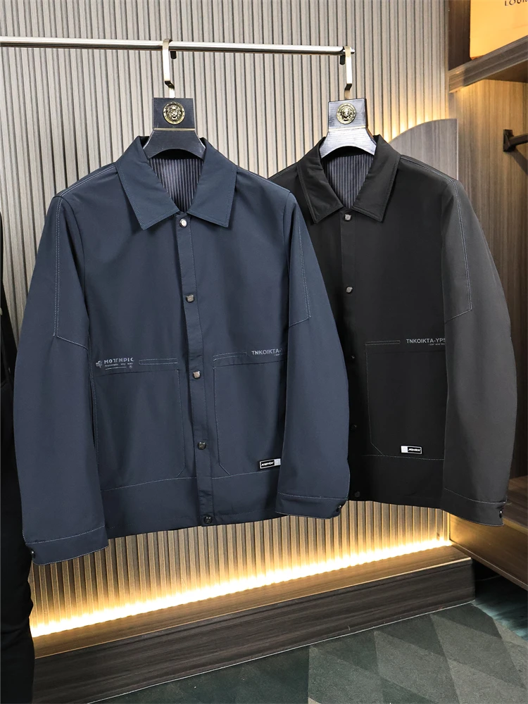 

Fashionable Urban Men's Jacket with Stand Collar Versatile Casual Style Autumn Season Standard Fit Long Sleeve for Daily Wear
