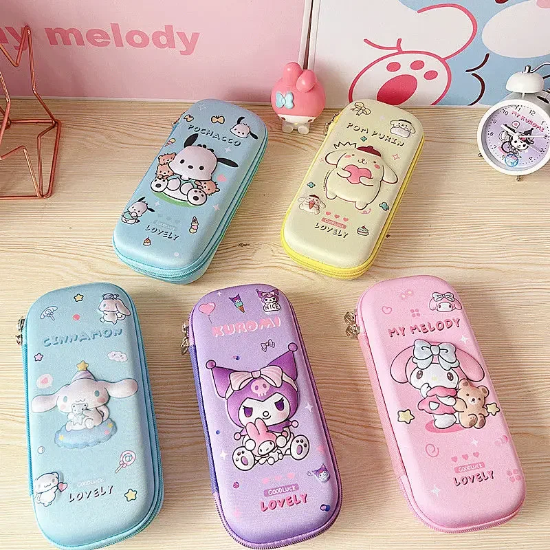 

Sanrio 3D Stereoscopic Pencil Case Melody Cartoon Kuromi Kids Anti-Fall Pencil Case Large-Capacity School Supplies Portable Gift