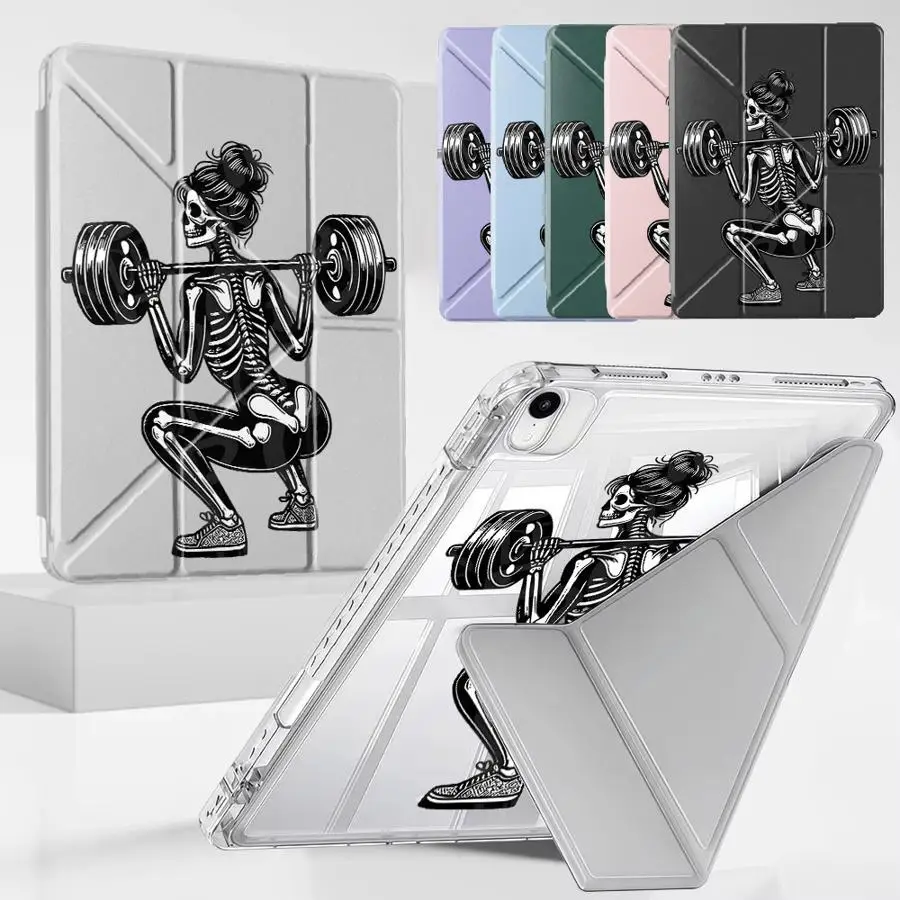 

Чехол-книжка Fitness Skeleton для планшетов iPad Mini 6, 7, Pro 2025, Air 4, 5, M3, M2, 1, 2, M4, 11 дюймов, Pro 11-го, 10-го, 9-го, 8-го, 7-го поколений, 12.9 дюймов, Y-Fold