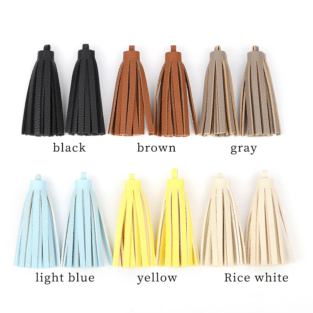 2pcs DIY Leather Tassel Bag Charm Women Handbag Decor Pendant Keychain Keyring Purse Fringe Ornaments Jewelry Making Accessories