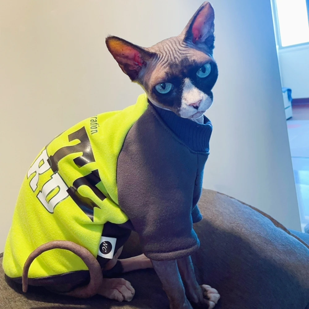 

Одежда для кошек Sphynx, модная толстовка с буквенным принтом для мужчин, толстая флисовая куртка для кошек, теплые костюмы Devon Rex, товары для домашних животных