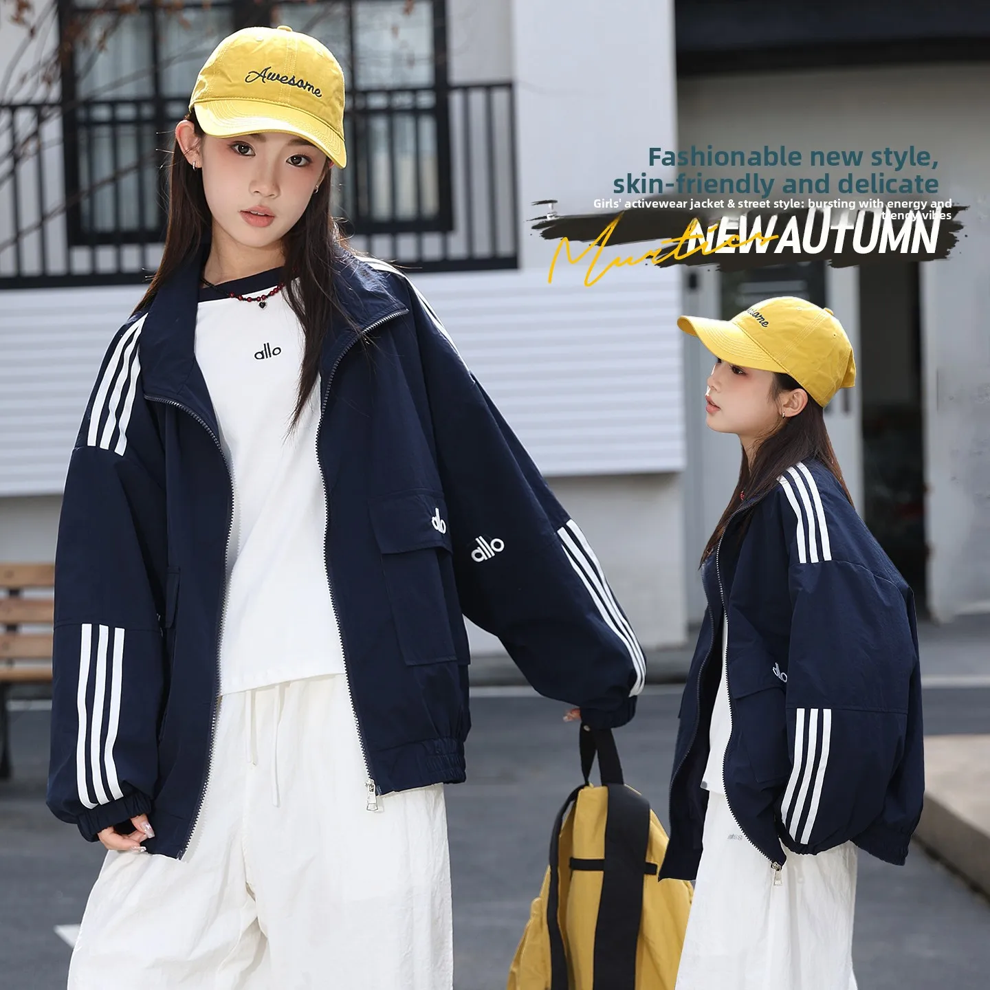 

Girls' Coat Spring and Autumn Loose Stand-up Collar Trench Coat Foreign Versatile Jacket