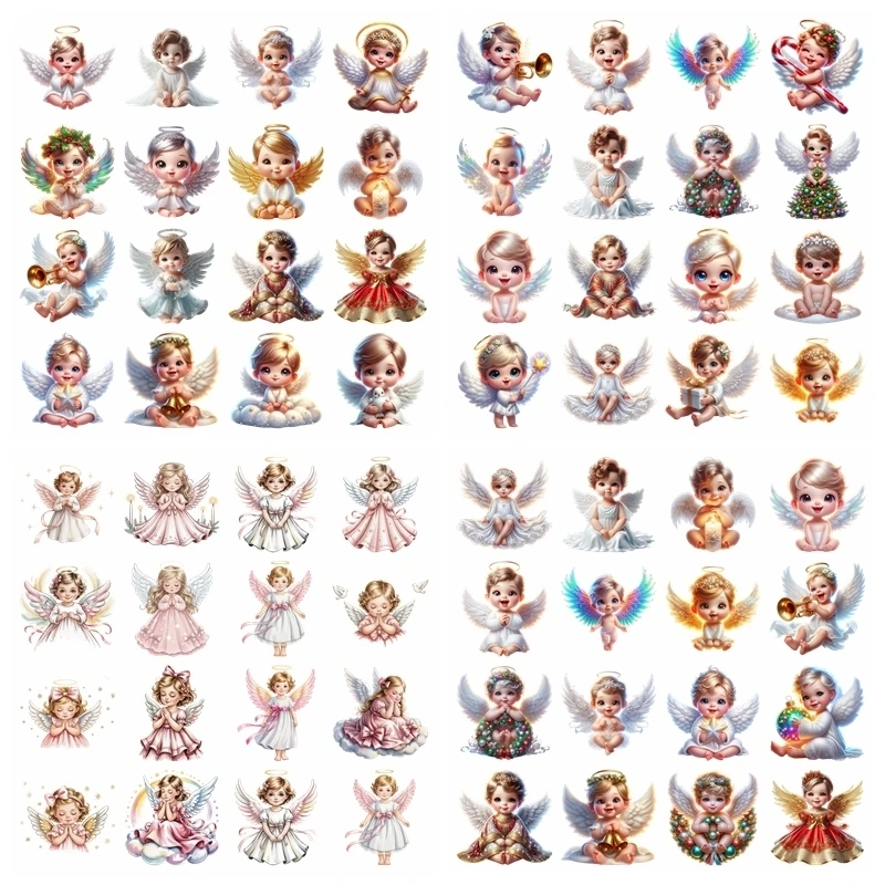 2026 New Cartoon Cute Little Angel Set Heat Transfer Vinyl Iron On Stickers for Doll Clothes T-shirt DIY Craft Decoration
