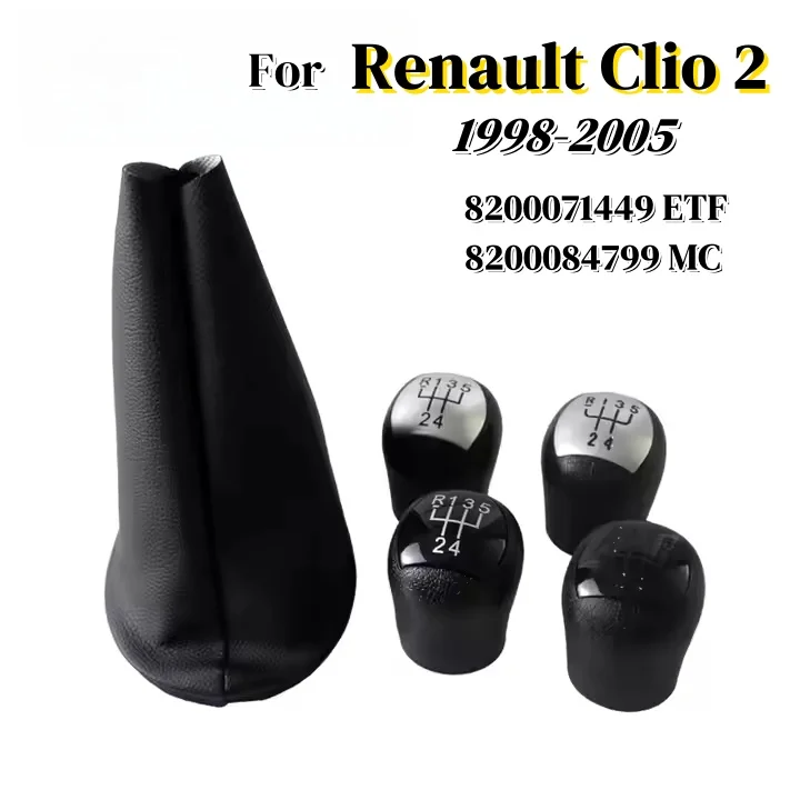 

For Renault Clio 2 1998 1999 2000 2001 2002 2003 2004 2005 Car Gear Shift Knob with Gaitor Boot Cover Replacement 5 Speed