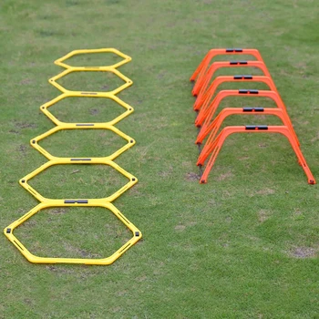 6Pcs Agility Hurdles Set Football Training Rings Soccer Footwork Ring Folded Hexagon Ladder Multi Supplies Hex Hurdle Equipment