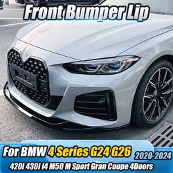 Front Bumper Splitter Lip Diffuser G22 G23 M440i 2020-2024 For BMW 4 Series G24 G26 420i 430i i4 M50 M Sport Gran Coupe 4Doors