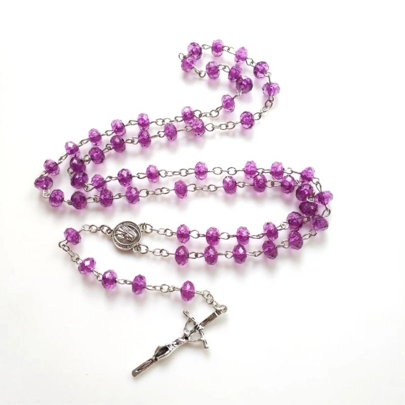 

652F Bead Rosary Necklace Holy Jewelry Charm Ornament Decor for Birthday Wedding Festival Party Decorations