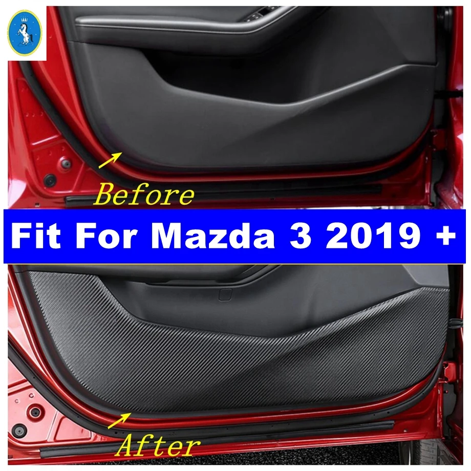 Car Inner Door Protector Pad Door Plank Anti Kick Pad Anti-dirty Pad Mat Cover Trim For Mazda 3 2019 - 2023 Interior Accessories