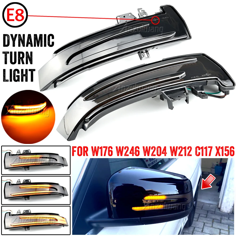 2pcs Dynamic Turn Signal LED Light Side Mirror Indicator For Mercedes Benz W204 CLA A B C E S GLA GLK CLS Class W176 W212