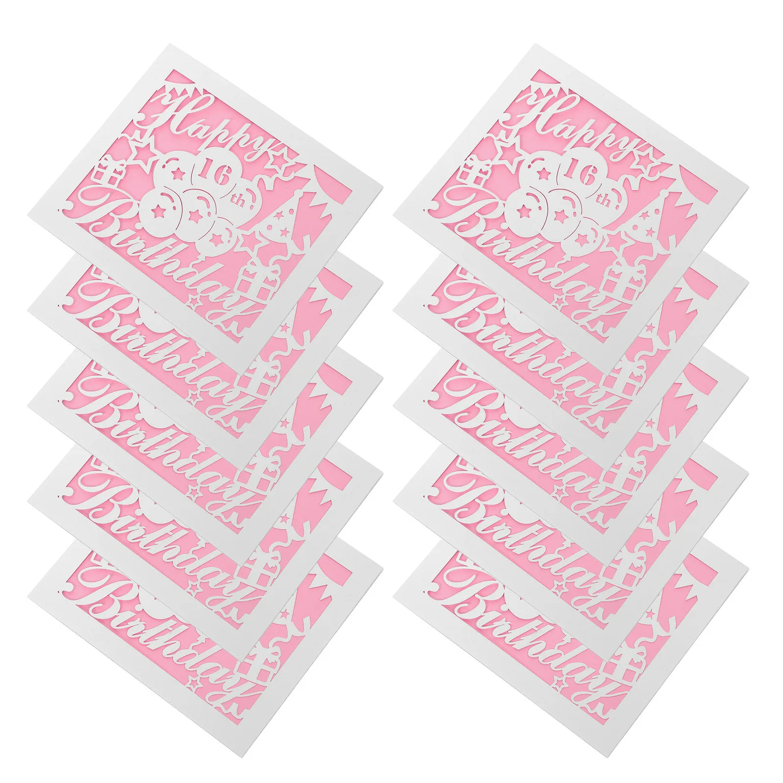 10Sets Hollow Birthday Cards Elegant 16Th Birthday Greeting Cards Party Supplies Bulk Envelopes Included Party Blessing Card
