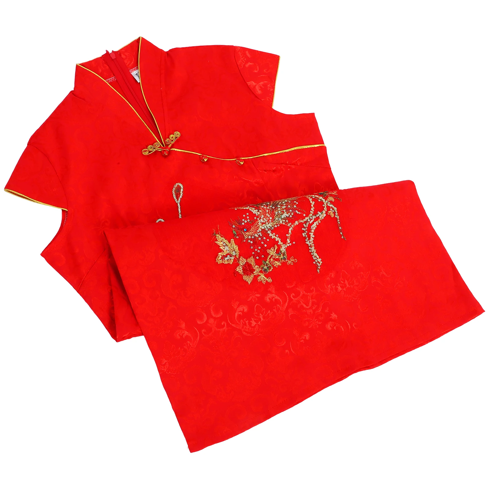 

Sequin Cheongsam Short Sleeve Ancient Chinese Clothing Wedding Dresses for Bridal Shower Bride Formal Occasions