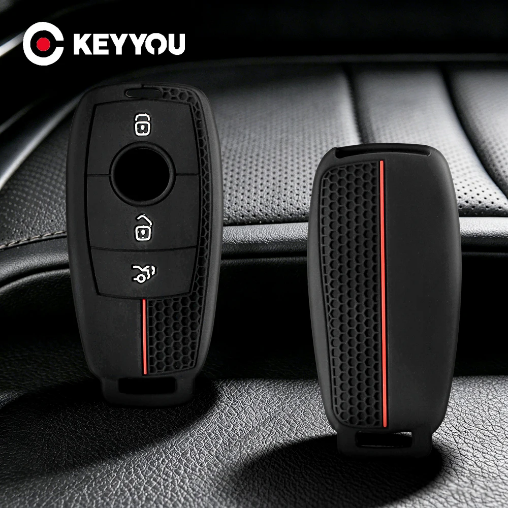 KEYYOU-funda de silicona para llave de coche, para Mercedes Benz A C E S G Class GLC CLE CLA GLB GLS W177 W205 W213 W222 X167 AMG