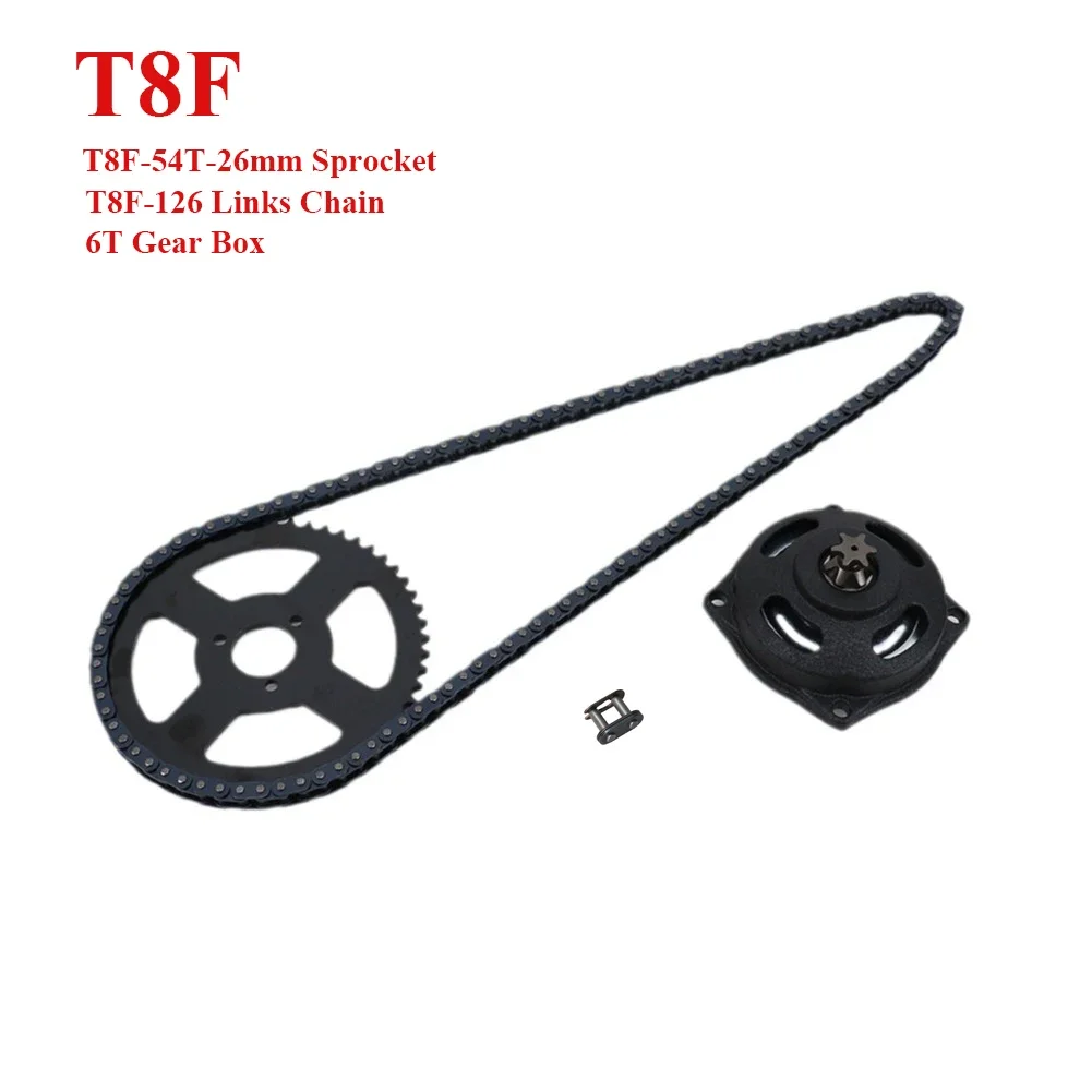 Motorcycle T8F 54T 26mm Rear Chain Sprocket T8F 126 Link Chains & 6T Gear Box For 47cc 49cc Pocket Bike Mini Moto Accessories