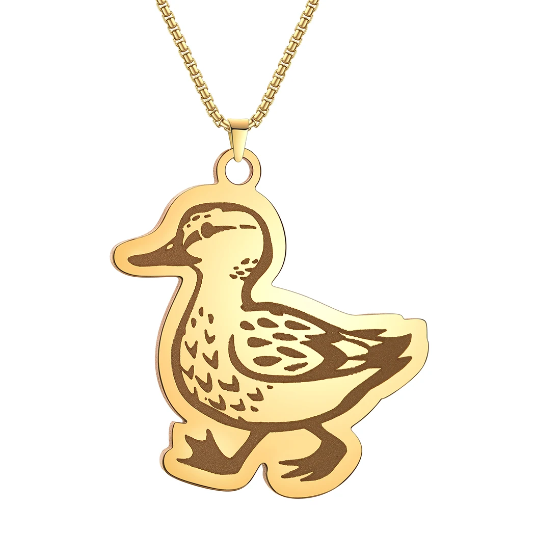 Todorova Cute Duck Pendant Necklace for Women Men Stainless Steel Jewelry Birthday Party Gift