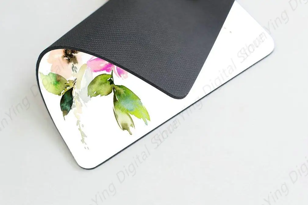 Beautiful Watercolor Flower Mouse Pad Anti Slip Rubber Mouse Pad Suitable For Gaming Office Laptops White 25*30cm