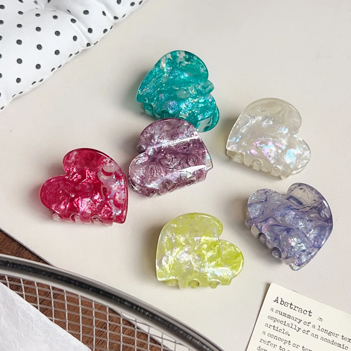 4CM Sweet Colorful Heart Hair Claw Clips Valentine's Day Gift Claw Clip INS Hair Clip for Women Girls Hair Accessories