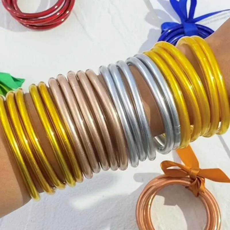 ALLYES Buddhist Temple Rush Bracelet for Women Men Shiny Multicolor Silicone Tube Bracelets & Bangles Female Jewelry Gifts
