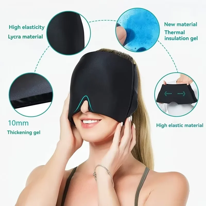 Cold and hot compress gel headgear，physical cooling/hot compress multi-purpose head cover, stretchable multifunctional eye mask image 3