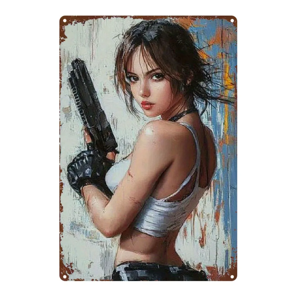 2D-Metallschild, lustige Metall-Wandkunst für Frauen, Western-Cowgirl-Kunstillustration, 8x12 Zoll, Geschenk für Wohnzimmer und Büro