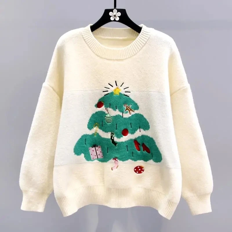 

Christmas Sweater Autumn Winter O Neck Knitwear Pullover Sweater Women 2024 New Long Sleeve Soft Knit Jumper Female Sweater