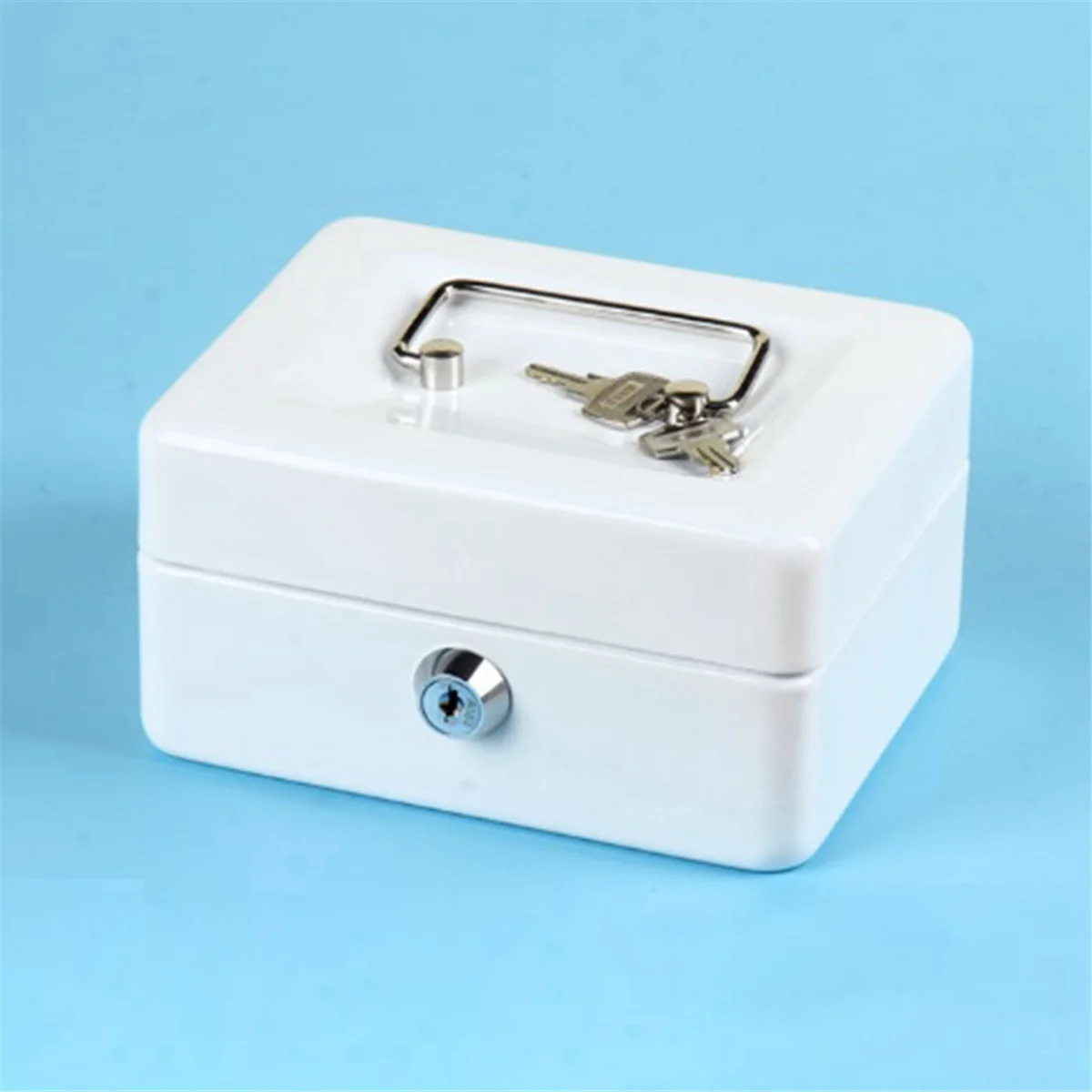 Mini Petty Cash Box cassaforte di sicurezza con serratura con Slot di blocco-salvadanaio salvadanaio in metallo per bambini adulti, bianco