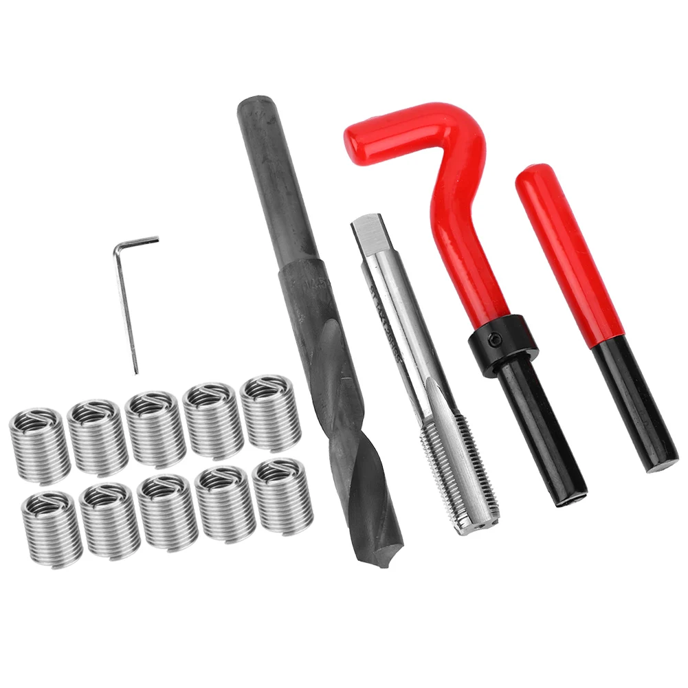 Kit di riparazione filettatura Chiave per trapano intrecciata in acciaio inossidabile Inserto filettato per strumento di inserimento rubinetto per auto M14x1.25