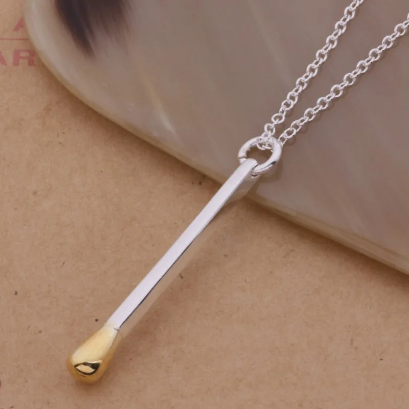 Halskette aus 925er-Sterlingsilber mit Streichholz-Anhänger für Damen, Hochzeitsschmuck, Verlobung, Mode, exquisite Weihnachtsgeschenke, Party