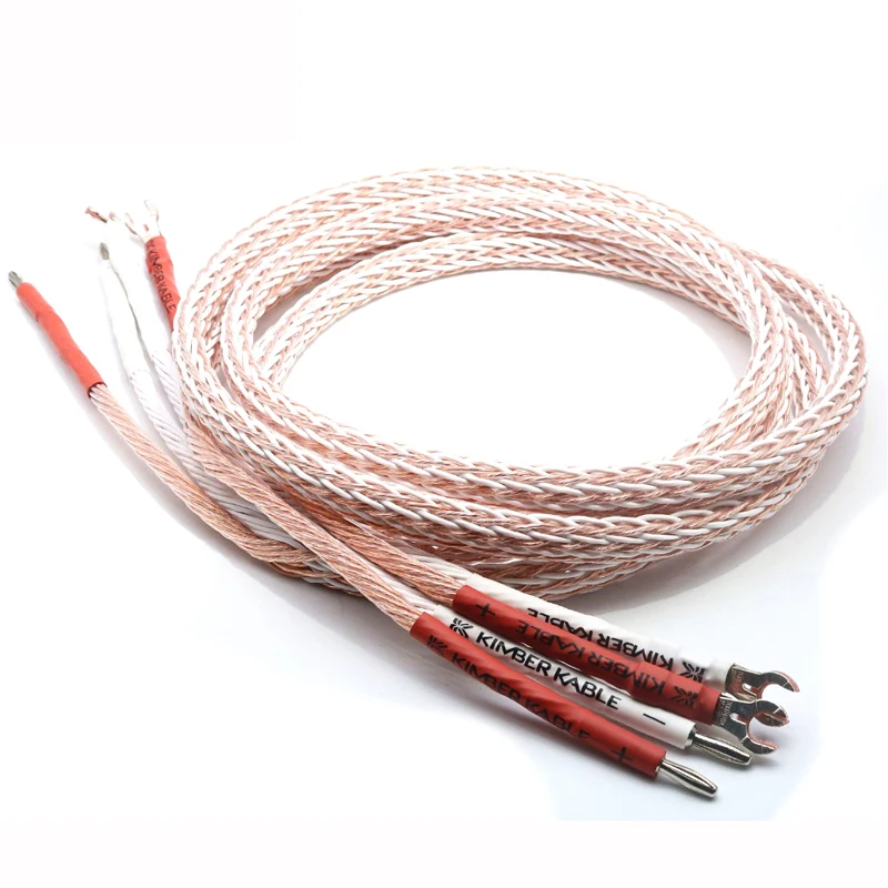 Hi-end  Silver Plated Y shape spade to banana plugs 12TC  24 cores  speaker  Interconnector Audio cable