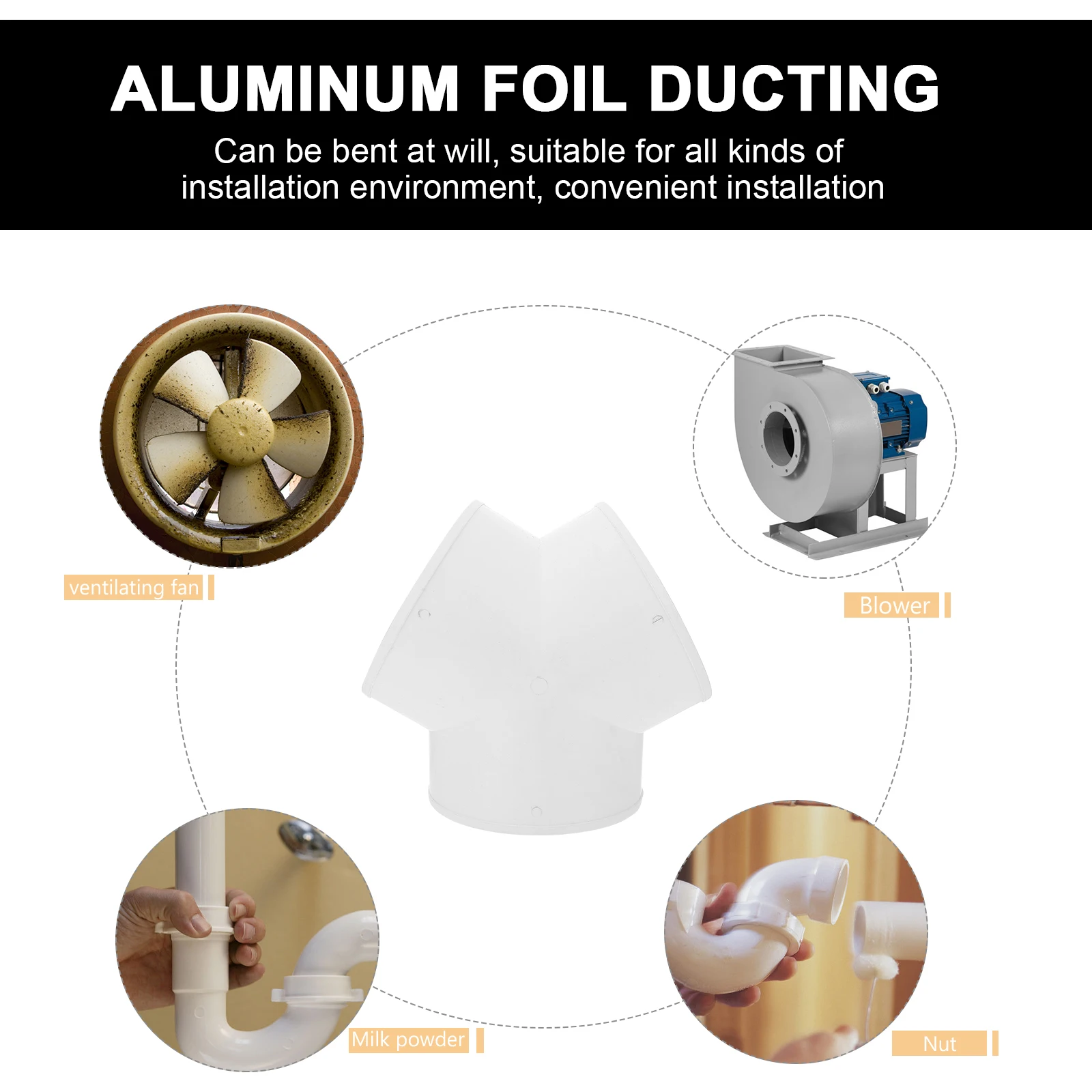

Y Shaped 3 Way Duct Connector 100MM ABS Material Exhaust Fan Splitter Ventilation Project Accessories Pipeline Fittings Three